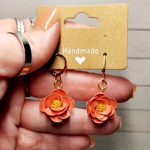 Handmade Orange Floral Earrings